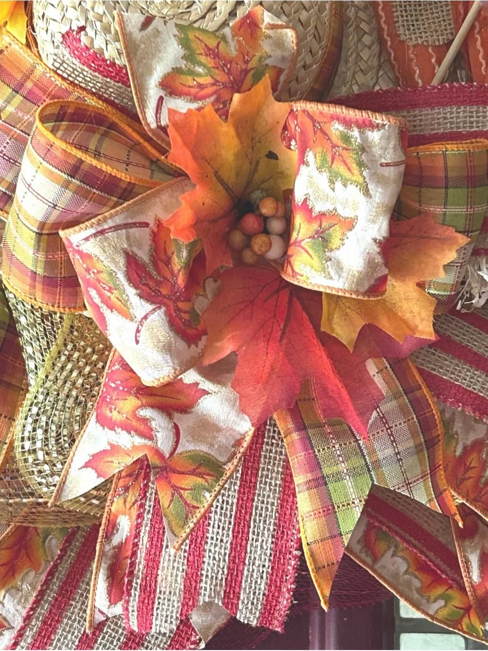 Handmade Fall Scarecrow Deco Mesh Wreath Autumn Harvest Front Door Decor 22